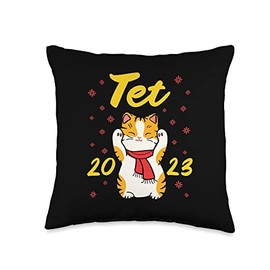 Chuc Mung Nam Moi 2023 Vietnamese New Year TET 2023 Cat Kawaii Lunar Calendar Throw Pillow, 16x16, Multicolor