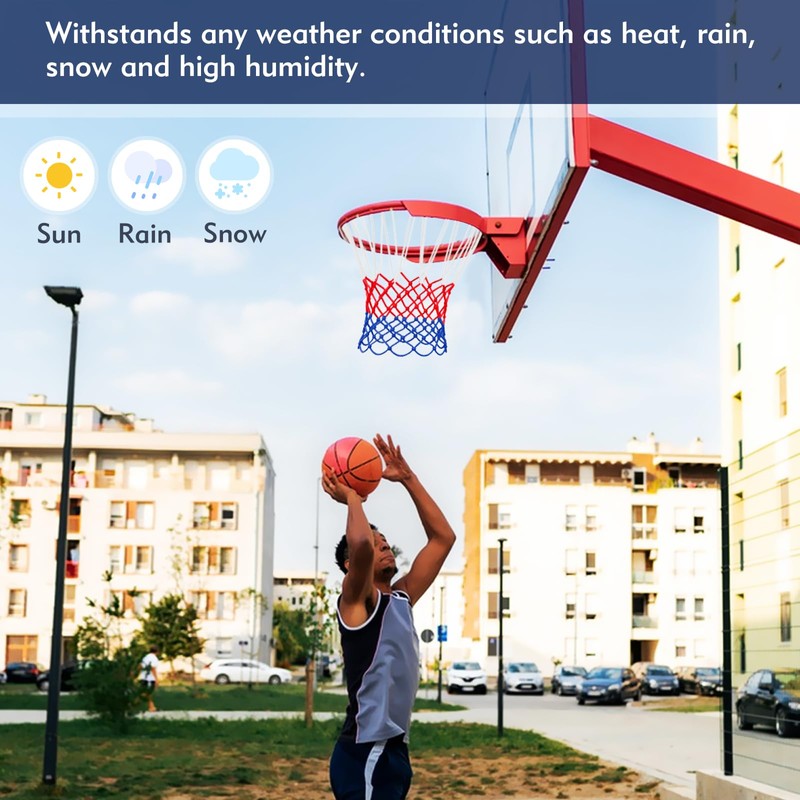 2PCS Basketball Net, Tri- Colour Netball Net Weighted and Bold