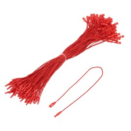 MECCANIXITY Cotton Hang Tag String Snap Lock Pins Loop Price Tag Fastener Plastic Tags Ties Red 7.8 Inch Pack of 100
