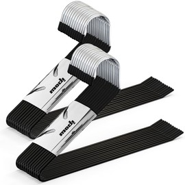 IPOW 24 Pack Heavy Duty Metal Pants Hangers, Jean Hangers for Closet, Open Ended Clothes Hanger for Pant Slack Trouser Scarf, Space Saving, Non Slip