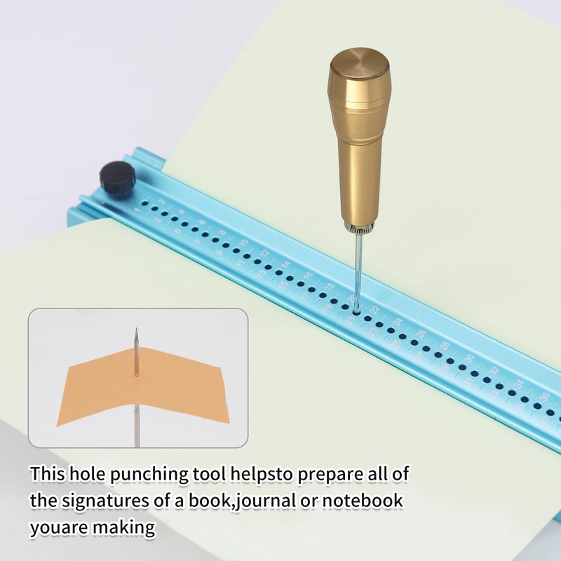 Bookbinding Hole Punching Kit, Complete Set with Awl, Cradle, Aluminum