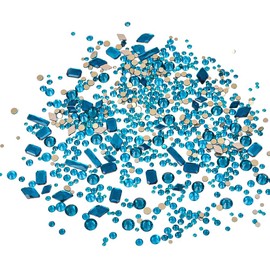 Blinginbox 150pcs Nail Art Rhinestones Peacock blue Flatback Round Rhinestones Charms Nail Gem Stones with 20pcs Multi Shapes K9 Bling Glass Crystals Diamonds Jewelry for Nail DIY Crafts Faces Makeup.