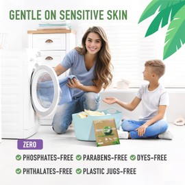 YUCO Travel Laundry Detergent Sheets Rose Bush Scent 40 Loads Eco Friendly Liquidless Washer Sheets No Plastic Hypoallergenic, For Sink and Washing Machine, Travel Friendly