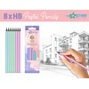 Star Online 8 X Pastel Colours HB Pencils Blue, Pink