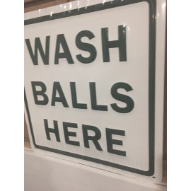 Wash Balls Here Sign 11.5” X 11.5” Embossed Metal Man Cave Golf PGA Tour