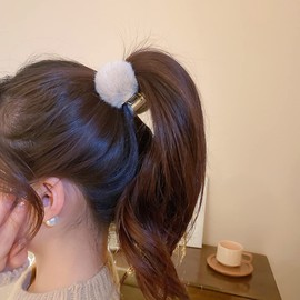 Jumwrit Furry Hair Claw Clip Small High Ponytail Holder Hair Clip Strong Hold Solid Color Hair Barrette Dainty Copper Hairpin Clamp Cute Hair Styling Accessories for Women Girls(Coffee)