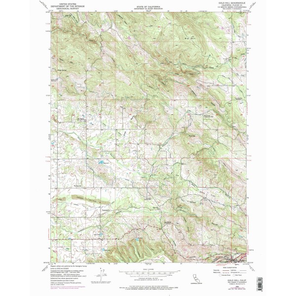 YellowMaps Gold Hill CA topo map, 1:24000 Scale, 7.5 X 7.5 Minute, Historical, 1954, Updated 1976, 26.9 x 21.5 in - Tyvek