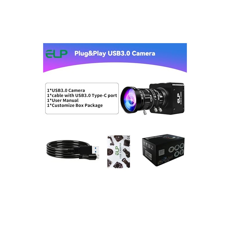 ELP Cámara de zoom USB de alta velocidad, 1080P/230 fps,