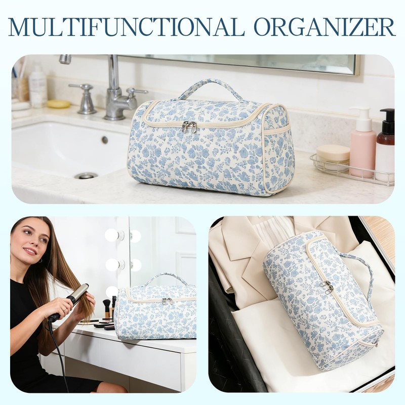 AMZMA Quilted Hair Tool Bag for Travel Storage, Large Organizer
