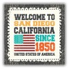 San Diego Grunge Travel Postage Stamp Round Metal 0.75" Lapel