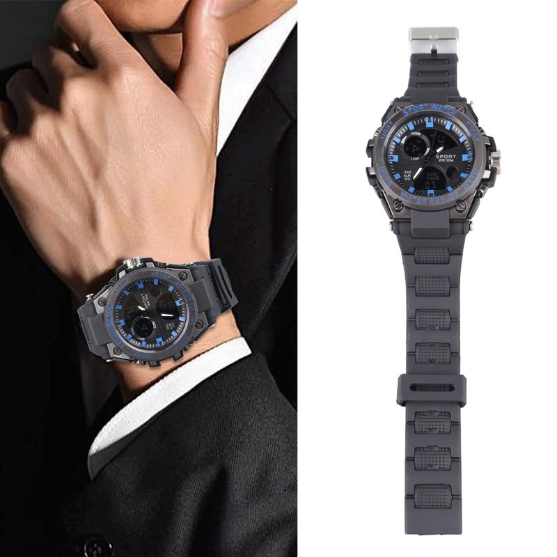 Waterproof Wristwatch Transparent Cover LED Luminous Wristwatch for Gentlemen Black