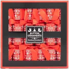 Button Ornament Christmas Party Favors - Set of 6 Favors Each Containing a Different DIY Kit for Making a Christmas Ornament