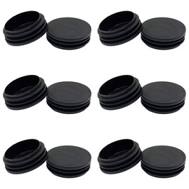 Suiwotin 12PCS 50mm (2 Inch) Round Plastic Plug, Round Black Plastic End Cap, Pipe Tubing End Cap, Furniture Finishing Plug Fits for 1 3/4" to 1 7/8" OD Tubing