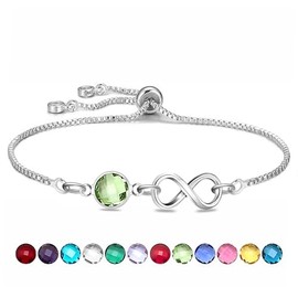 HEYEJET Infinity Love Bracelet for Women Girls Birthday Gifts for Family Member Friend Silver Tennis Bracelet for Her Christmas Mother's Day Valentine's Day Jewellery, Adjustable, Stainless Steel, No