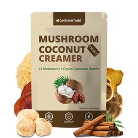 Mushroom Coconut Creamer, Natural Creamer for Coffee, 14 Mushrooms Extract |Lion's Mane, Turkey Tail, Reishi, Maitake, Chaga and Ceylon Cinnamon | Boosts Focus, Immunity and Energy | 6.35oz