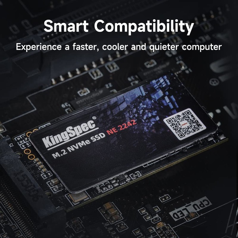 KingSpec 256GB M.2 NVMe SSD, 2242 PCIe Gen3x2 Internal Solid