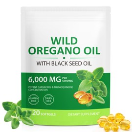 Oregano Oil Capsules 6000mg – 120 Softgels, Oregano Oil with 165mg Carvacrol, Herbal Food Supplement, Easy to Take