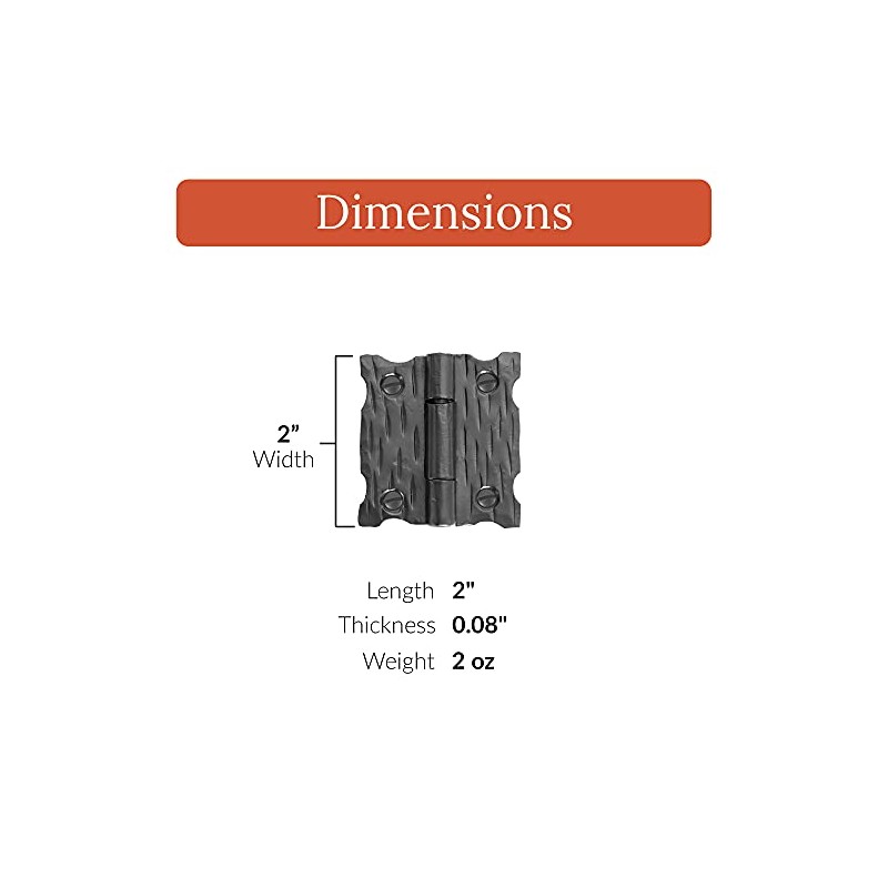 4 Pack 2" Black Wrought Iron Hinges - Hand Forged