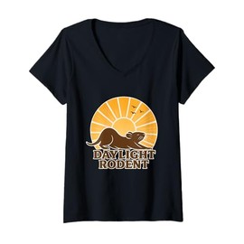 Womens Daylight Rodent Sunrise Graphic V-Neck T-Shirt