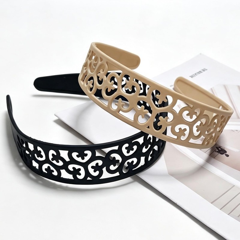 Springtime 6 Pack Hollow Cutout Headbands for Women Wide Plastic