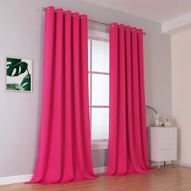 DUALIFE Raspberry Sorbet Blackout Curtain Panels for Living Room 108 Inch Length Hot Pink Solid Energy Efficient Room Darkening Bedroom Curtains Thermal Insulated Grommet Top 60x108 Inches Long