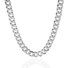 QUADRI - Extra Shiny Mens Cuban Link Chain 10mm in 925 Sterling Silver Italian Diamond Cut Necklace - 24 Inch - Premium Quality Jewelry - Gift Box Included