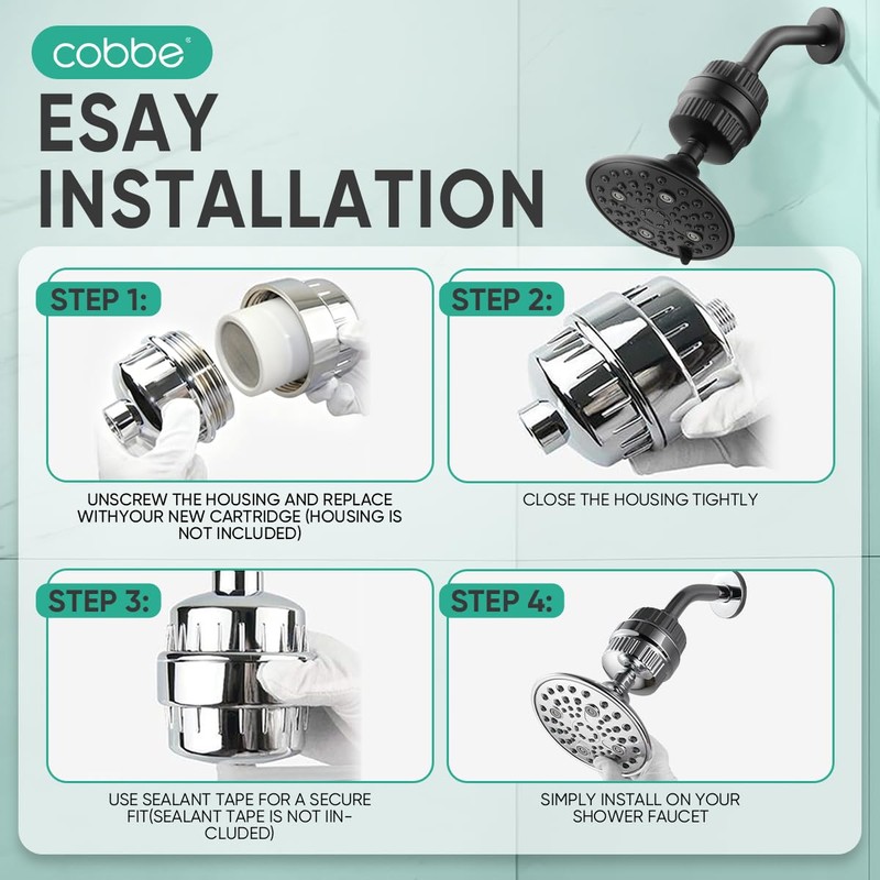 Cobbe HD HEAVY DUTY High Output Shower Filter 2 Pack