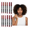 Set 12 Delineadores Labiales Tonos Intensos Acabado Fino
