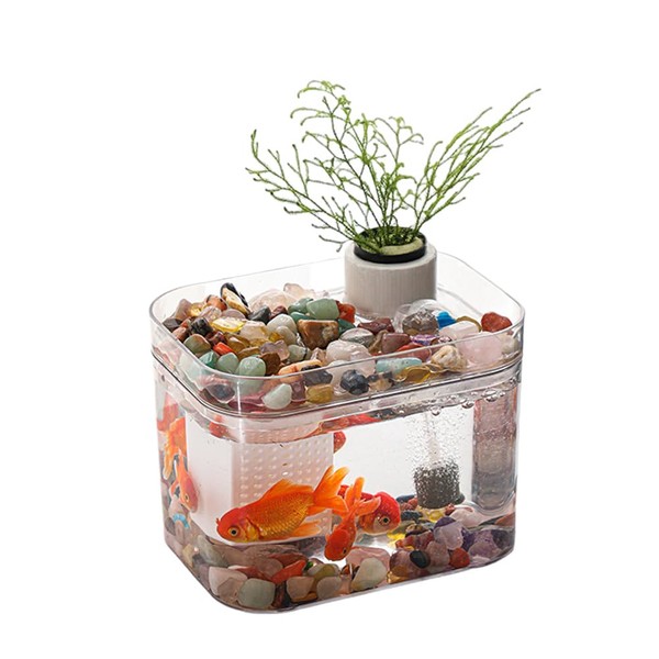 Niwugady Aquarium with Lid, Transparent Aquarium with USB Air Pump,