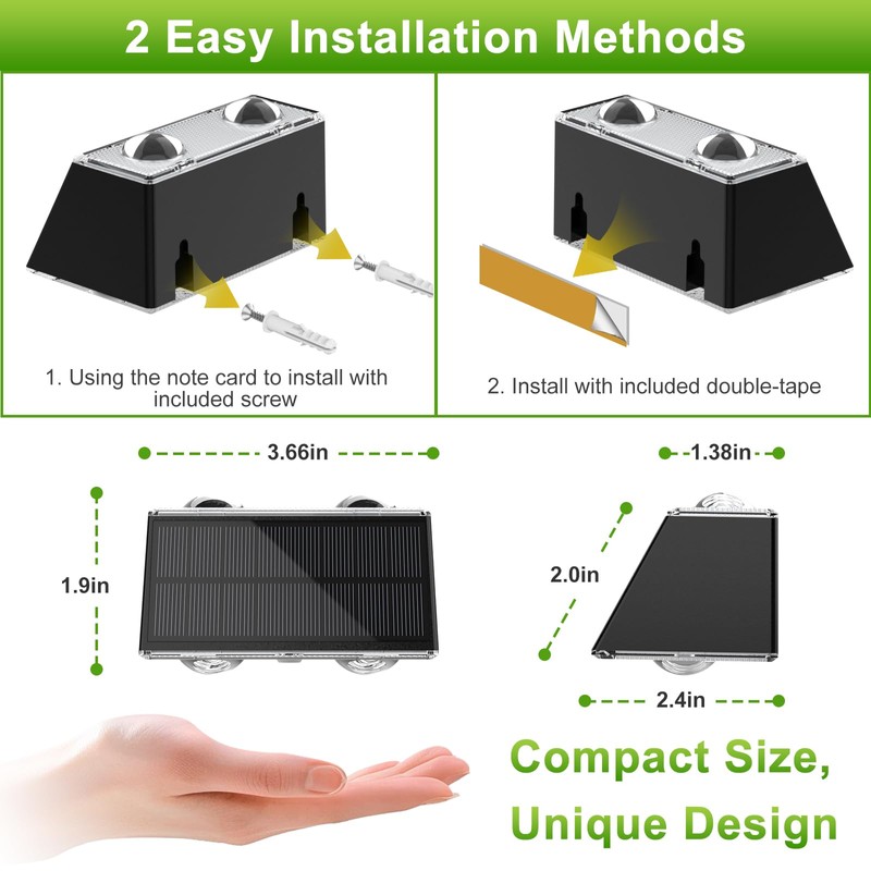 LANSOW Solar Fence Lights Outdoor, 12 Pack Solar Powered Lights