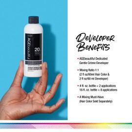 AGE beautiful 20 Volume Gentle Creme Hair Developer | For Permanent Hair Color Dyes, Toners, Lighteners | Professional Salon Coloring | Long Lasting Haircolor | 16 Fl Oz