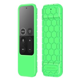 Fintie Protective Case for Apple TV 4K/ HD Siri Remote (1st Gen) - Honey Comb Lightweight Anti Slip Shockproof Silicone Cover for Apple TV 4K 5th 4th Gen Siri Remote Controller, Green Glow
