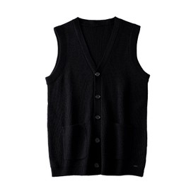 Men's Sweater Vest V-Neck Sleeveless Knitted Cardigan DXL Big and Tall Vest_Black_XX-Large