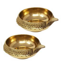 PR INTERNATIONAL Kuber Diya Puja Set of 2 Traditional Brass Kuber Diya Indian Pooja Puja Oil Lamp Gift Item