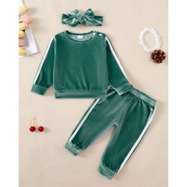Renotemy 4t Girl Clothes Fall Winter Toddler Girl Clothes 4t-5t Girl Clothes Size 4t 5t Velvet Sweatsuit 4 5 Year Old Girl Clothes Velour Toddler Outfits for Girls Light blue Tracksuit