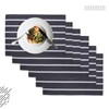 Encasa Ribbed Cotton Placemats (Set of 6), Roma Grey Stripes,
