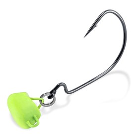 Dr.Fish 10 Pack Ned Rig Jig Heads Swinging Weedless Fishing Lure EWG Wide Gap Hook Swimbait Mushroom Jig Head Bass Fishing Crappie Lures Freshwater 1# Hook 1/4oz Chartreuse