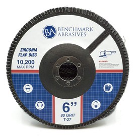 Benchmark Abrasives 6" x 7/8" Premium High Density Jumbo Zirconia Type 27 Flap Discs for Angle Grinder, 6 Inch Sanding Discs, Finishing, Deburring, Rust Removal - (10 Pack) 80 Grit