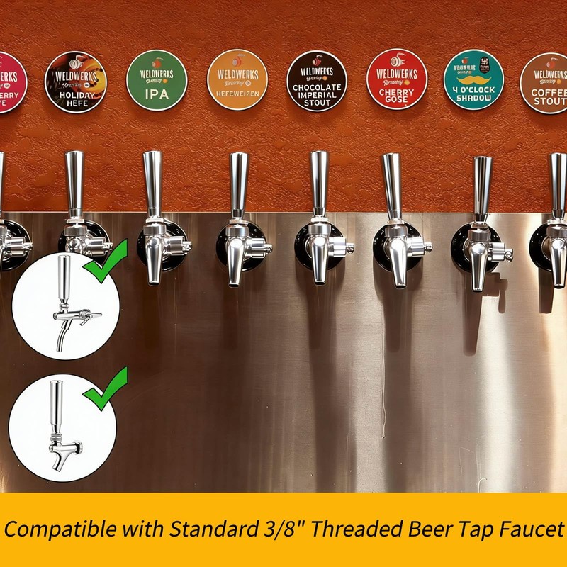 WELLBOM Beer Tap Handle, 304 Stainless Steel Keg Tap Handle