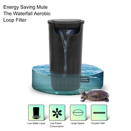 Water Filter for Turtle Aquariums, ZYT05 Low Water Filter Ultra Quiet Waterfall Aquarium Accessories for Animal Aquariums with Ornamental Fish, Turtle, Reptiles and Amphibians
