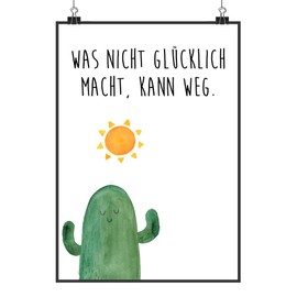 Mr. & Mrs. Panda Poster Cactus Sun DIN A3 - Gift, Restart, Cacti, Adultery, Wall Decoration Picture, Sunshine, Wall Poster, Divorce, Hand-Painted