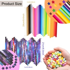 Origami Star Paper Strips, 1080pcs Star Paper Strips with 2 Style, Cezmkio Origami Stars Paper Coloured Paper, Lucky Star Origami Paper for Arts Crafting (Mixed Colours+Constellations)