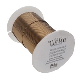 The Beadsmith Wire Elements - Alambre de cobre lacado de calibre 26 resistente al deslustre para hacer joyas, carrete de 34 yardas, 31.09 metros (color latón antiguo)
