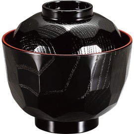 Fukui Craft 3-189-3 New Tortoise Shell Small Suction Bowl, Black Uchi Vermilion, Made in Japan
