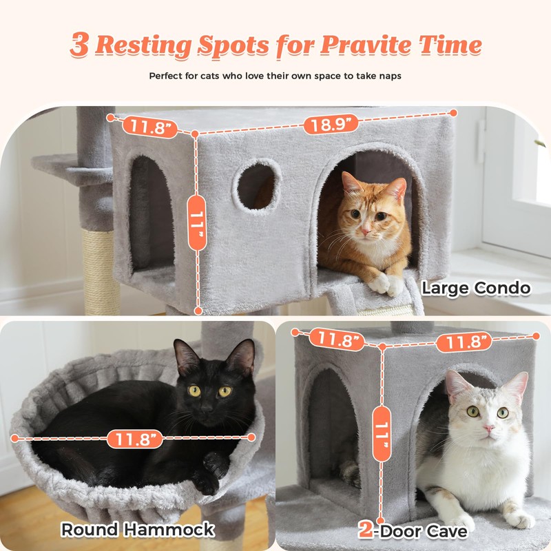 UYMI 64-Inch Large Cat Tree for Indoor Cats, Multi-Level Tall