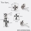 Sayya International Earrings, Unisex, Single Ear, Cross, 925 Silver, Stud