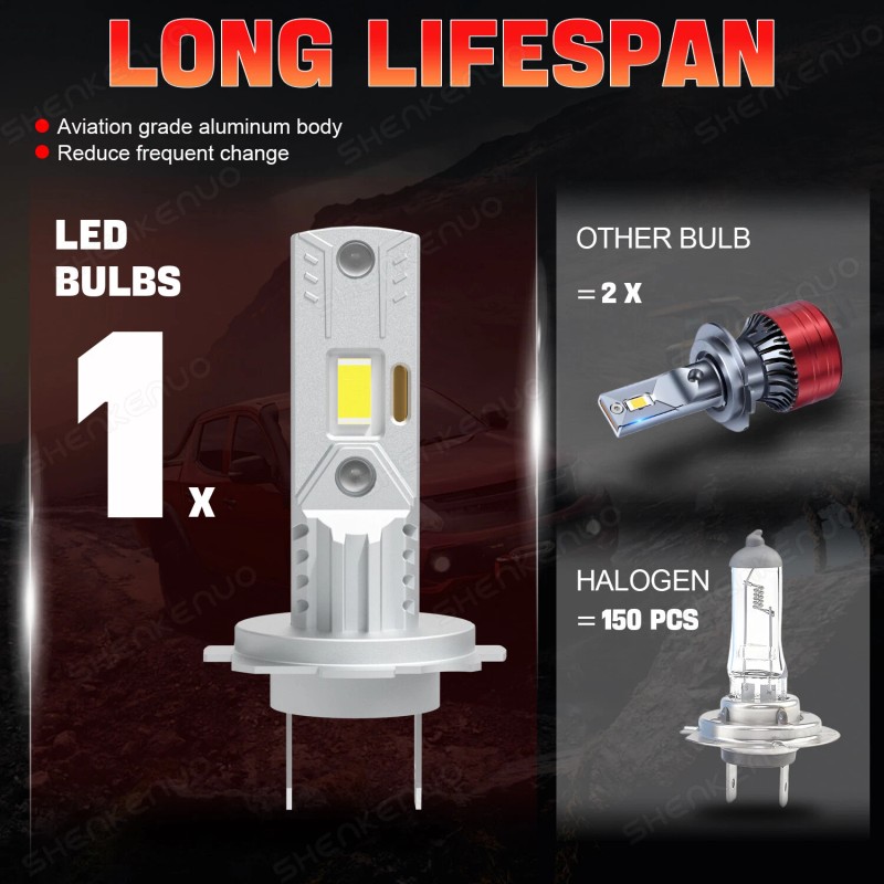 SHENKENUO 2X H7 LED Headlight Bulbs High/Low Beam For Suzuki