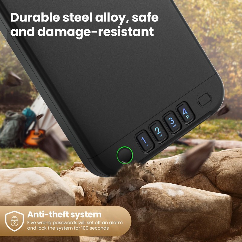 Gun Safe, Upgrade APP Control Portable Small Pistol Safe Travel