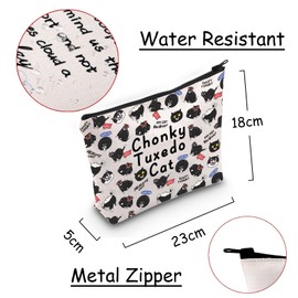 JXGZSO Funny Cat Meme Gift Black Cat Makeup Bag With Zip Tuxedo Cat Cosmetic Bag Gift for Cat Lover Fat Cat Gift Cat Bag