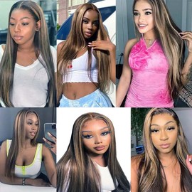 Niciitysi Highlight Straight Human Hair Bundles Ombre Two Tone Black Mixed With Honey Blonde Bundle Double Weft Brazilian Hair Extensions P1B27 Bundles for Women 18 20 22 inch
